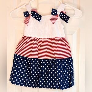 Girls' Patriotic Star & Stripe Sundress - White, Red & Navy